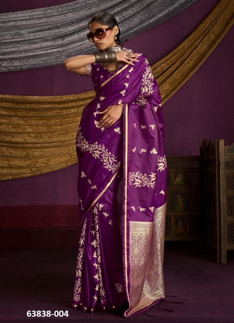 KANTHAKALA INDIGO - Catalog # 63838 (Set of 6 Sarees) by Rajtex Fabrics