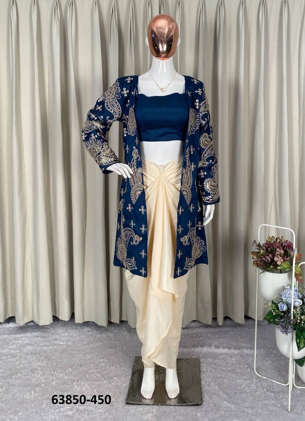 BLOUSE WITH KOTI - Catalog # 63850 (Set of 3 Indo-Western Outfits) by Raw Lemon BLOUSE WITH KOTI - Catalog # 63850 (Set of 3 Indo-Western Outfits) by Raw Lemon