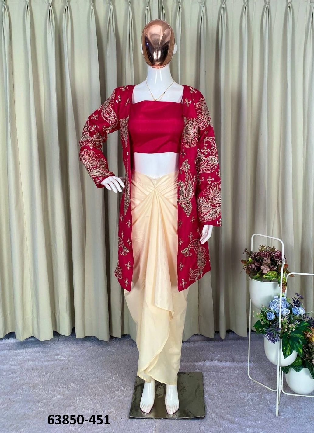 BLOUSE WITH KOTI - Catalog # 63850 (Set of 3 Indo-Western Outfits) by Raw Lemon BLOUSE WITH KOTI - Catalog # 63850 (Set of 3 Indo-Western Outfits) by Raw Lemon