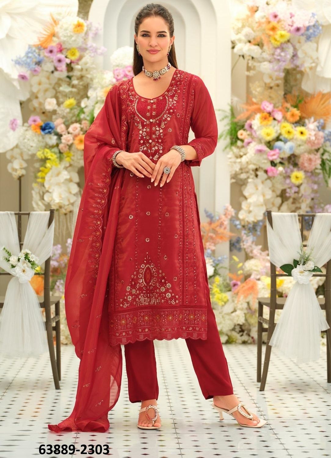 AAROHI - Catalog # 63889 (Set of 3 Readymade Salwar Suits) by Eba Lifestyle