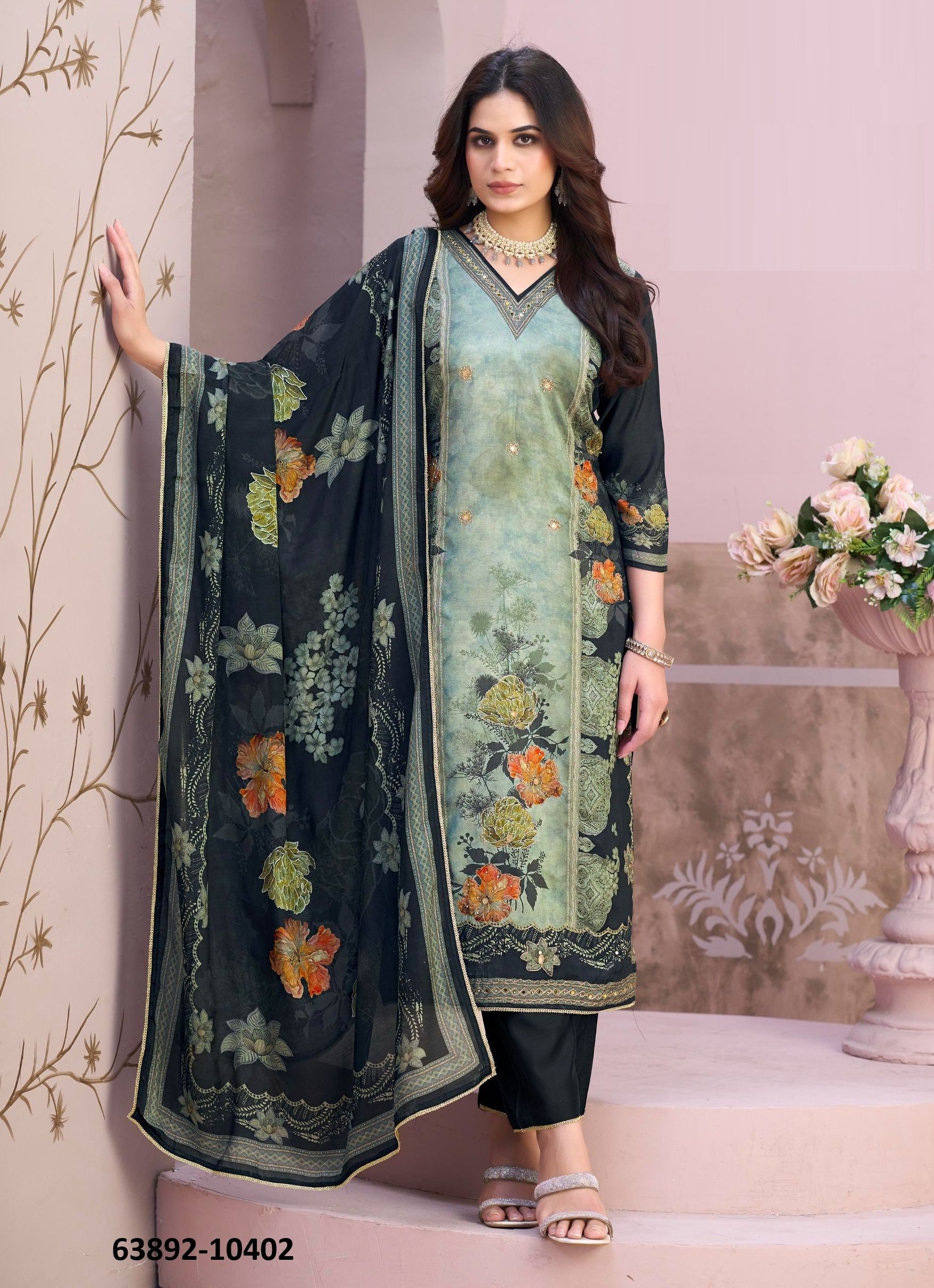 NAGMA - Catalog # 63892 (Set of 4 Readymade Salwar Suits) by Rangoon