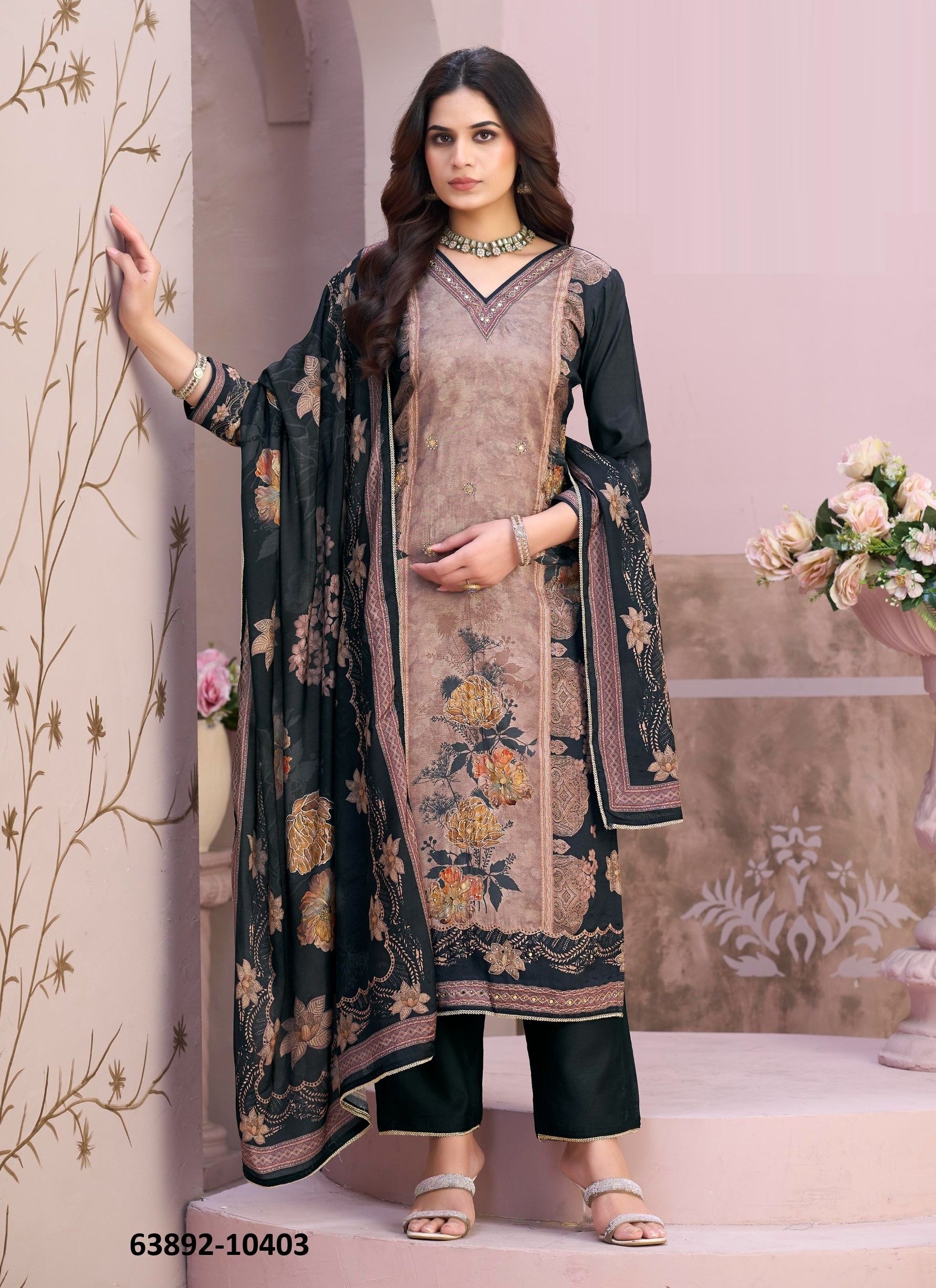 NAGMA - Catalog # 63892 (Set of 4 Readymade Salwar Suits) by Rangoon