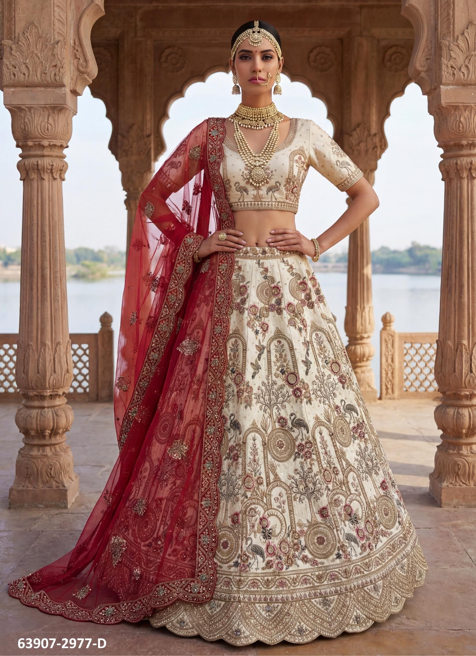 SERIES 2977 - Catalog # 63907 (Set of 4 Semi-Stitched Lehengas) by Raw Lemon SERIES 2977 - Catalog # 63907 (Set of 4 Semi-Stitched Lehengas) by Raw Lemon