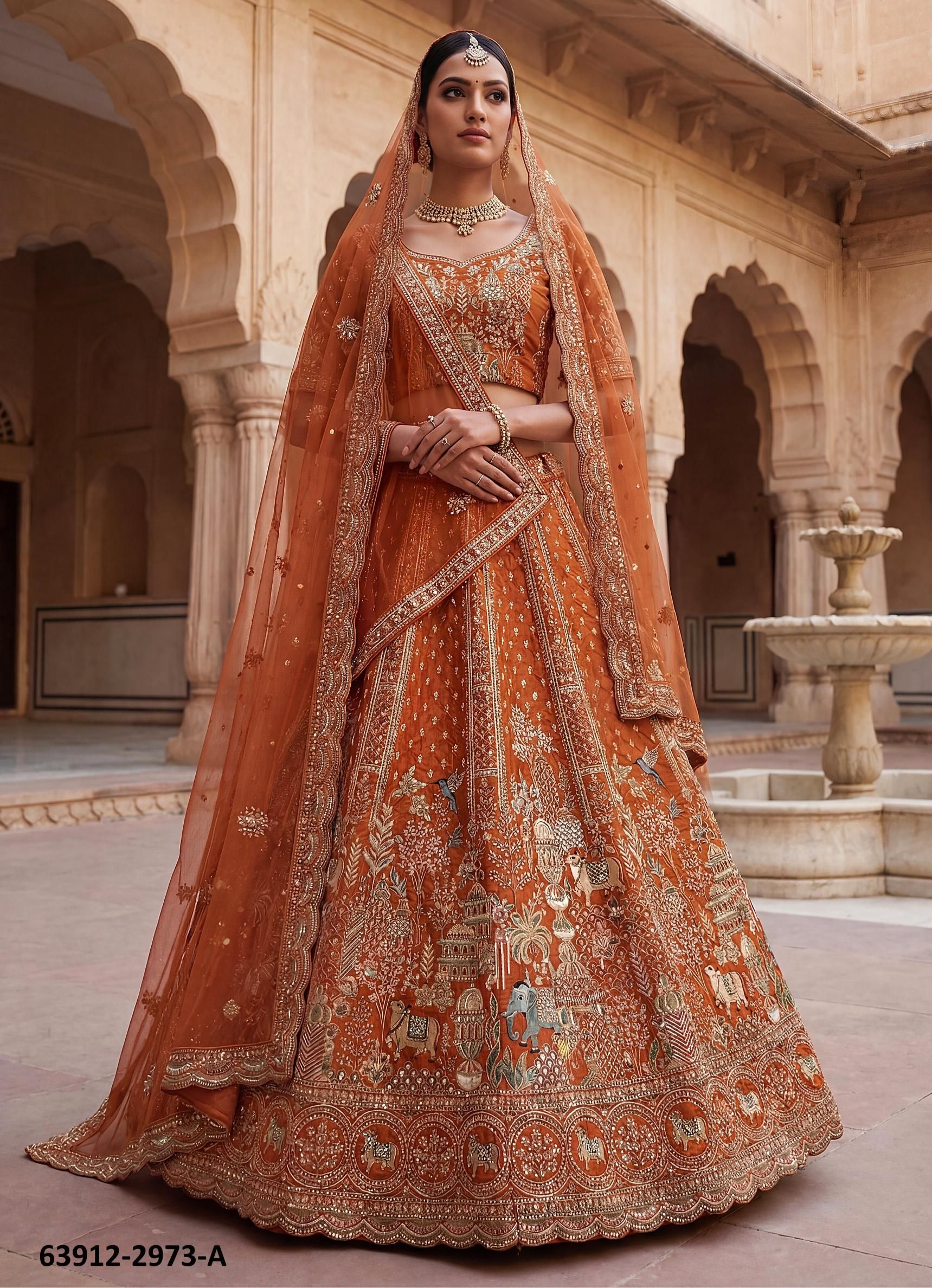 SERIES 2973 - Catalog # 63912 (Set of 3 Semi-Stitched Lehengas) by Raw Lemon SERIES 2973 - Catalog # 63912 (Set of 3 Semi-Stitched Lehengas) by Raw Lemon