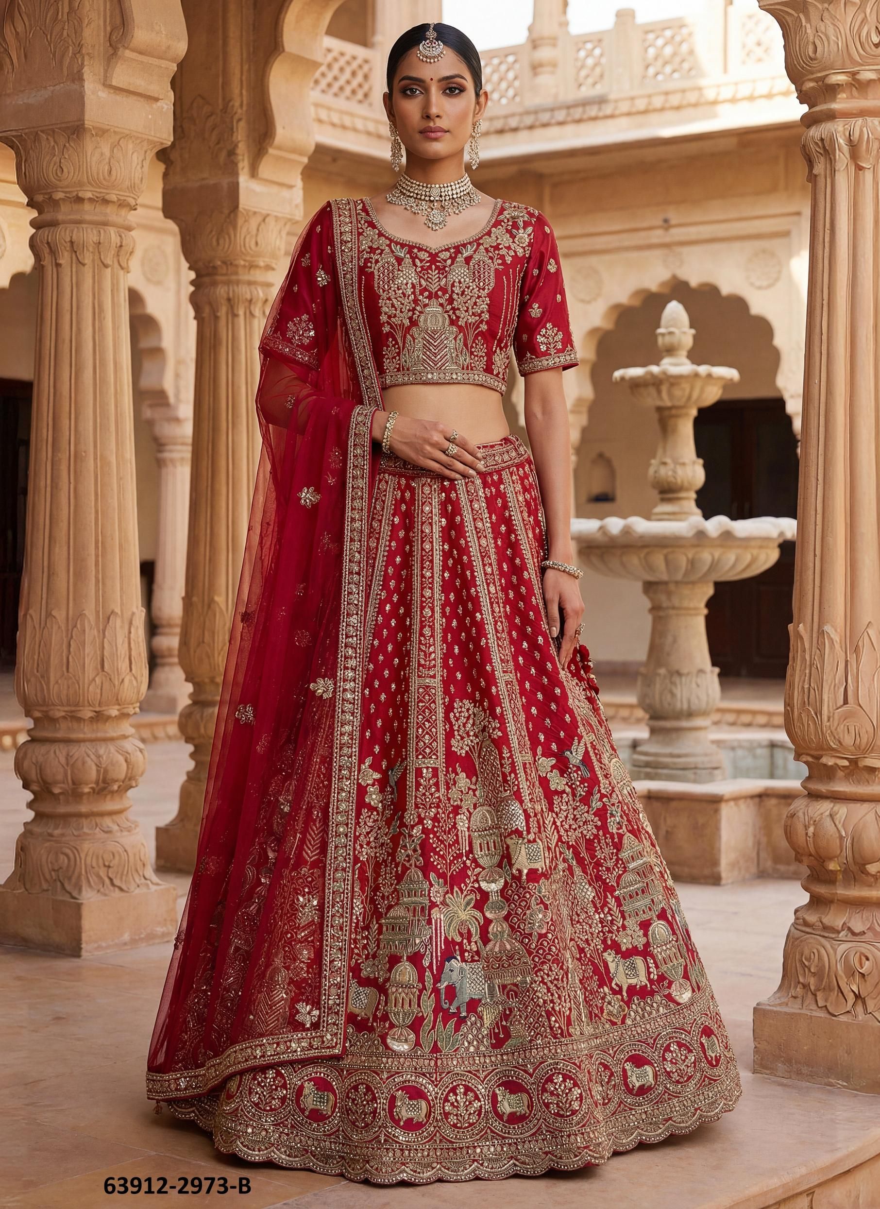 SERIES 2973 - Catalog # 63912 (Set of 3 Semi-Stitched Lehengas) by Raw Lemon SERIES 2973 - Catalog # 63912 (Set of 3 Semi-Stitched Lehengas) by Raw Lemon