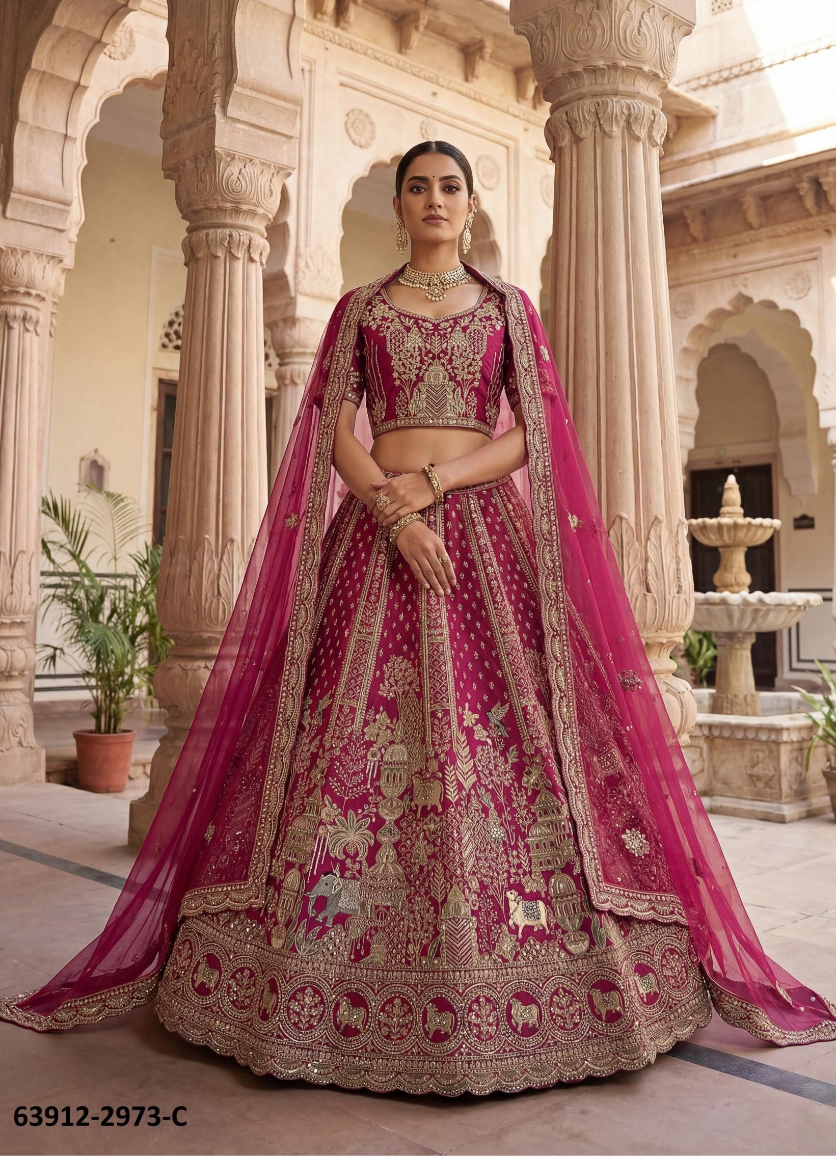 SERIES 2973 - Catalog # 63912 (Set of 3 Semi-Stitched Lehengas) by Raw Lemon SERIES 2973 - Catalog # 63912 (Set of 3 Semi-Stitched Lehengas) by Raw Lemon