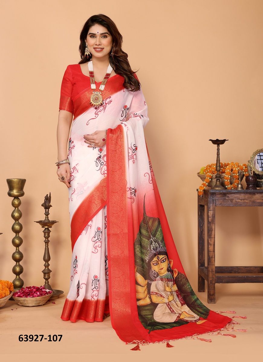 DURGA PUJA SPECIAL - Catalog # 63927 (Set of 18 Sarees) by Desi Muse