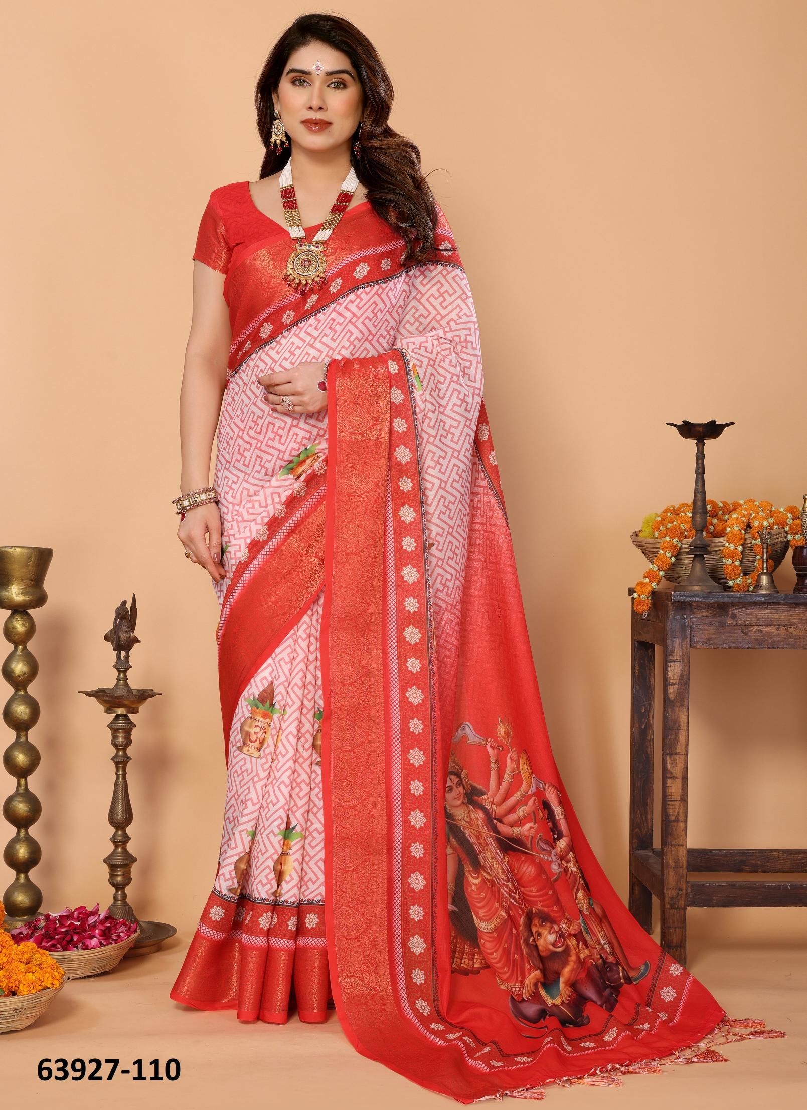 DURGA PUJA SPECIAL - Catalog # 63927 (Set of 18 Sarees) by Desi Muse