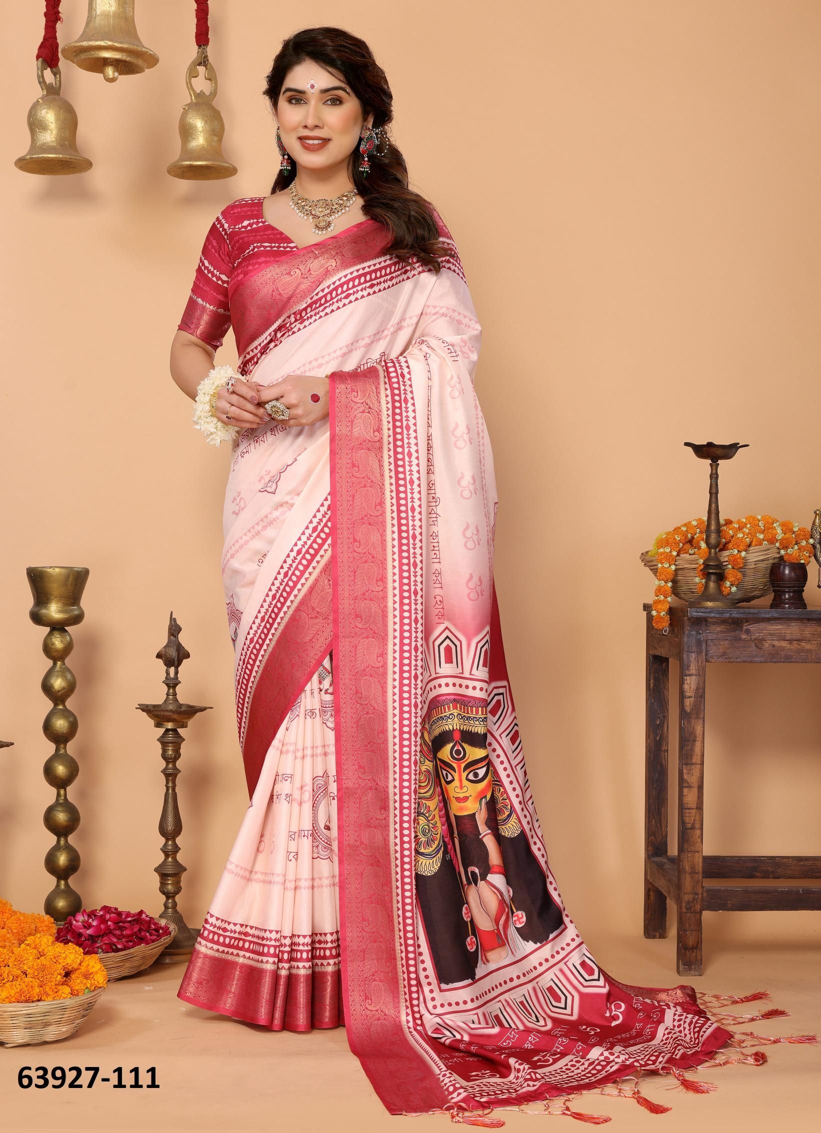 DURGA PUJA SPECIAL - Catalog # 63927 (Set of 18 Sarees) by Desi Muse