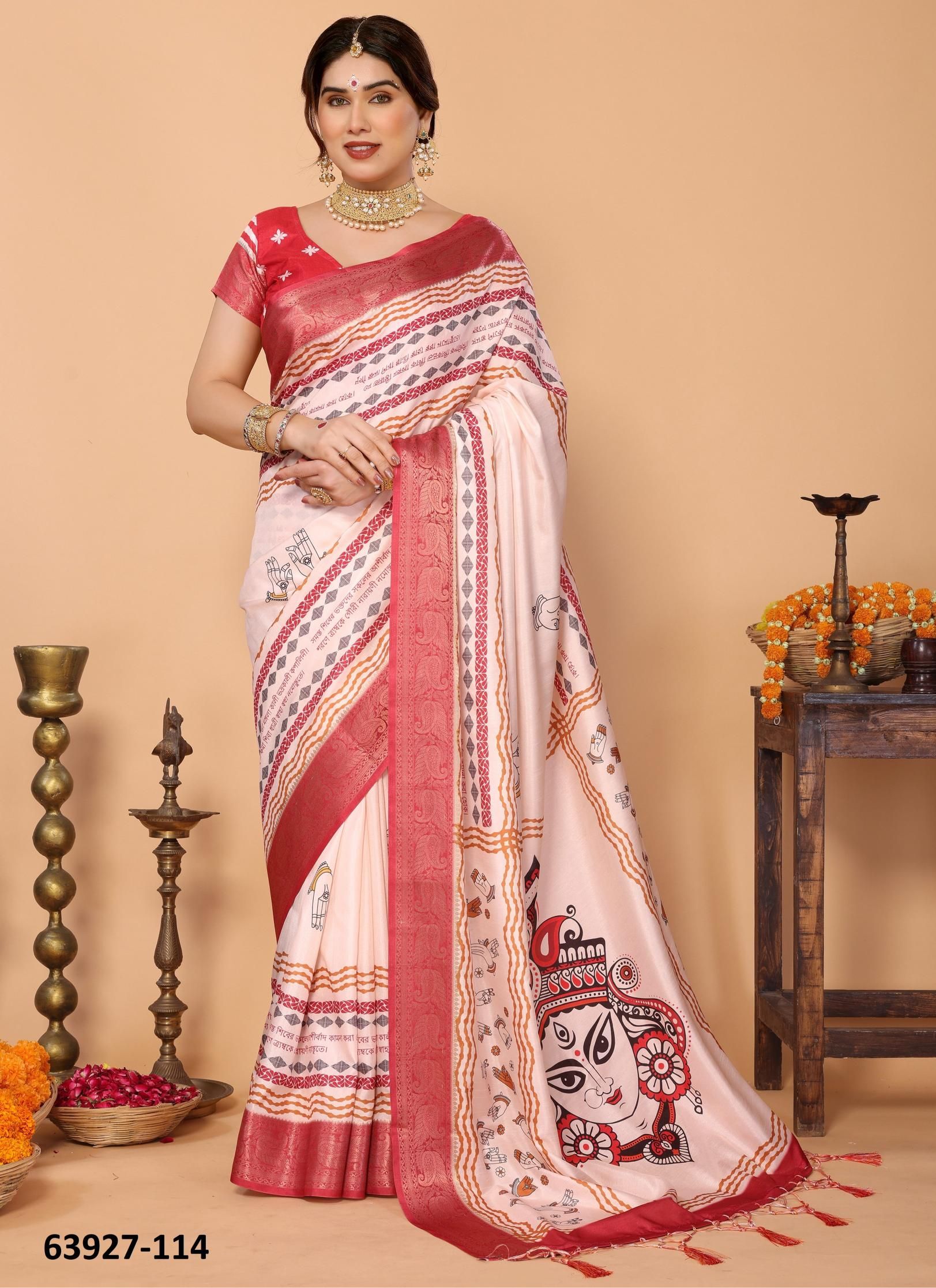 DURGA PUJA SPECIAL - Catalog # 63927 (Set of 18 Sarees) by Desi Muse