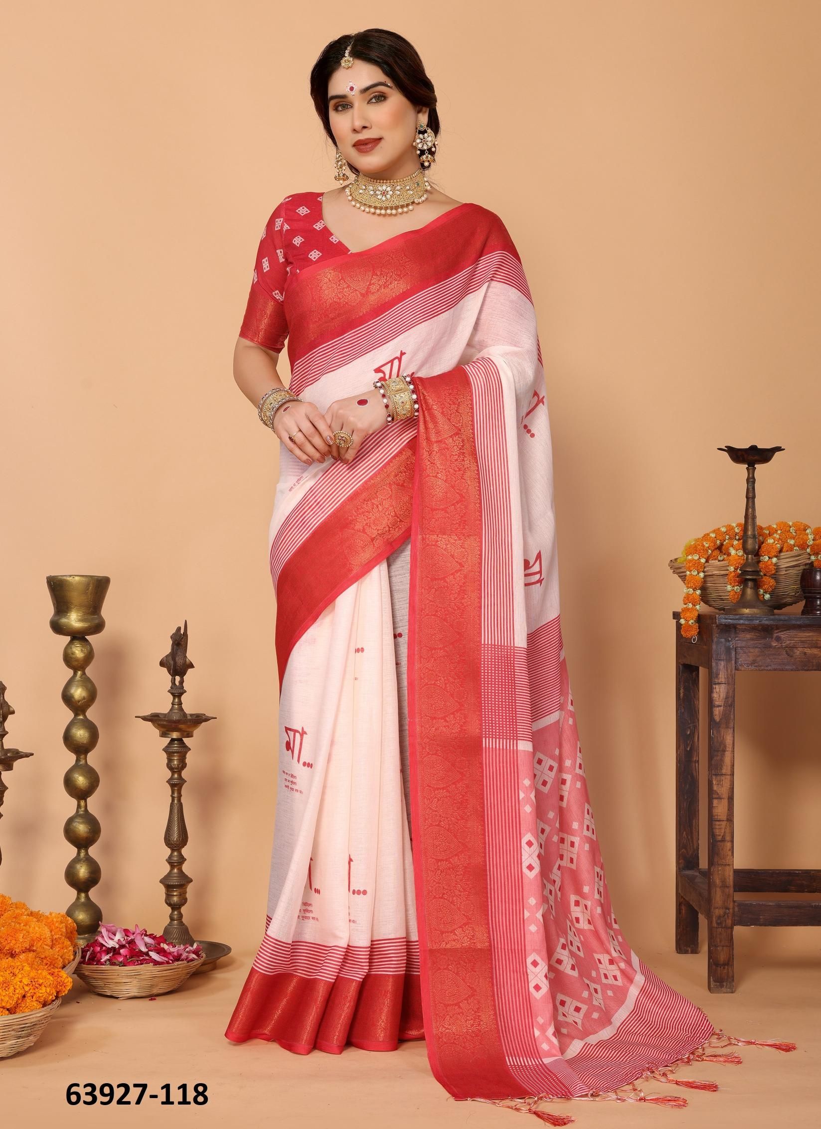 DURGA PUJA SPECIAL - Catalog # 63927 (Set of 18 Sarees) by Desi Muse