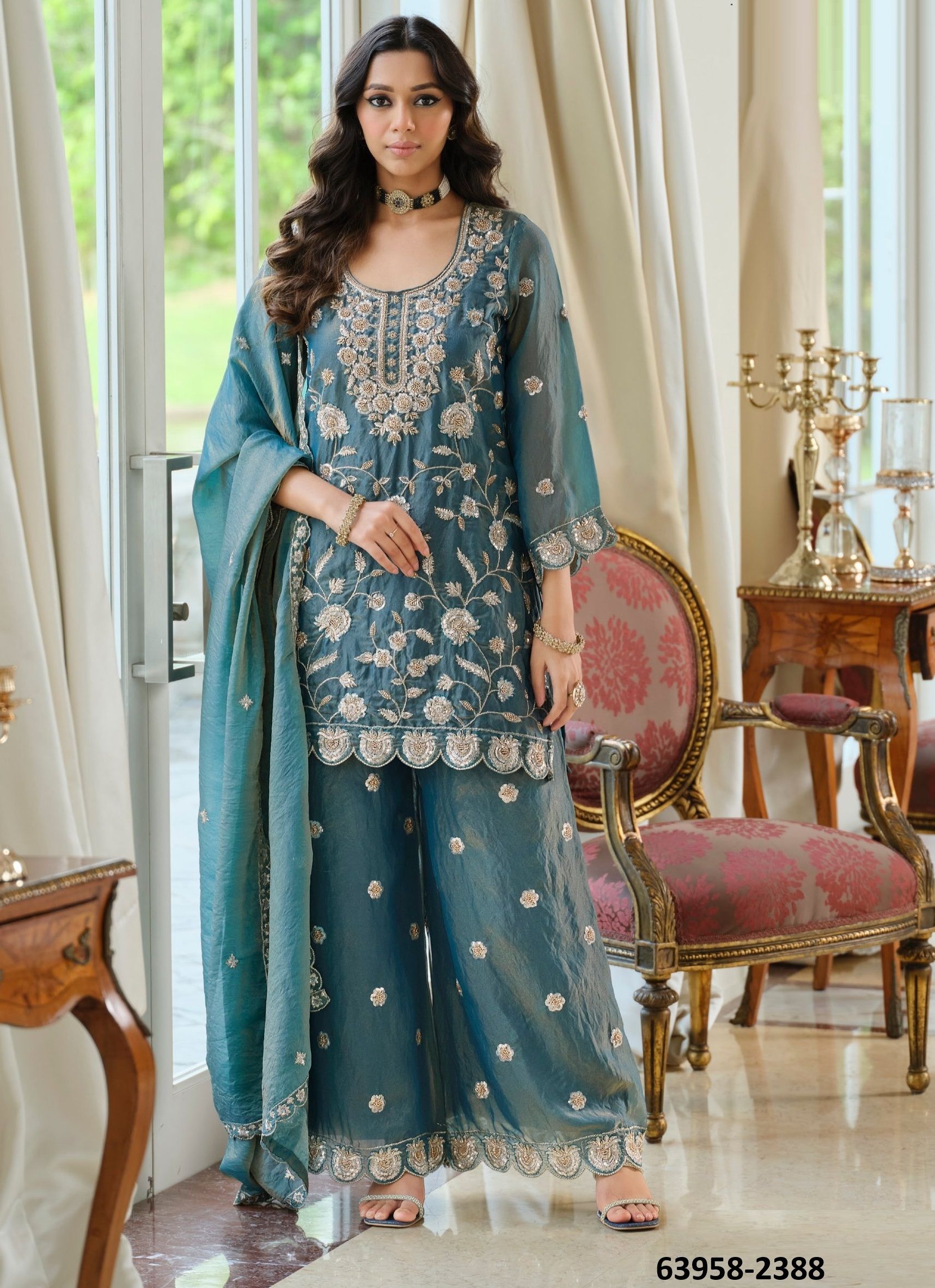 MEHAROON - Catalog # 63958 (Set of 3 Readymade Salwar Suits) by Eba Lifestyle
