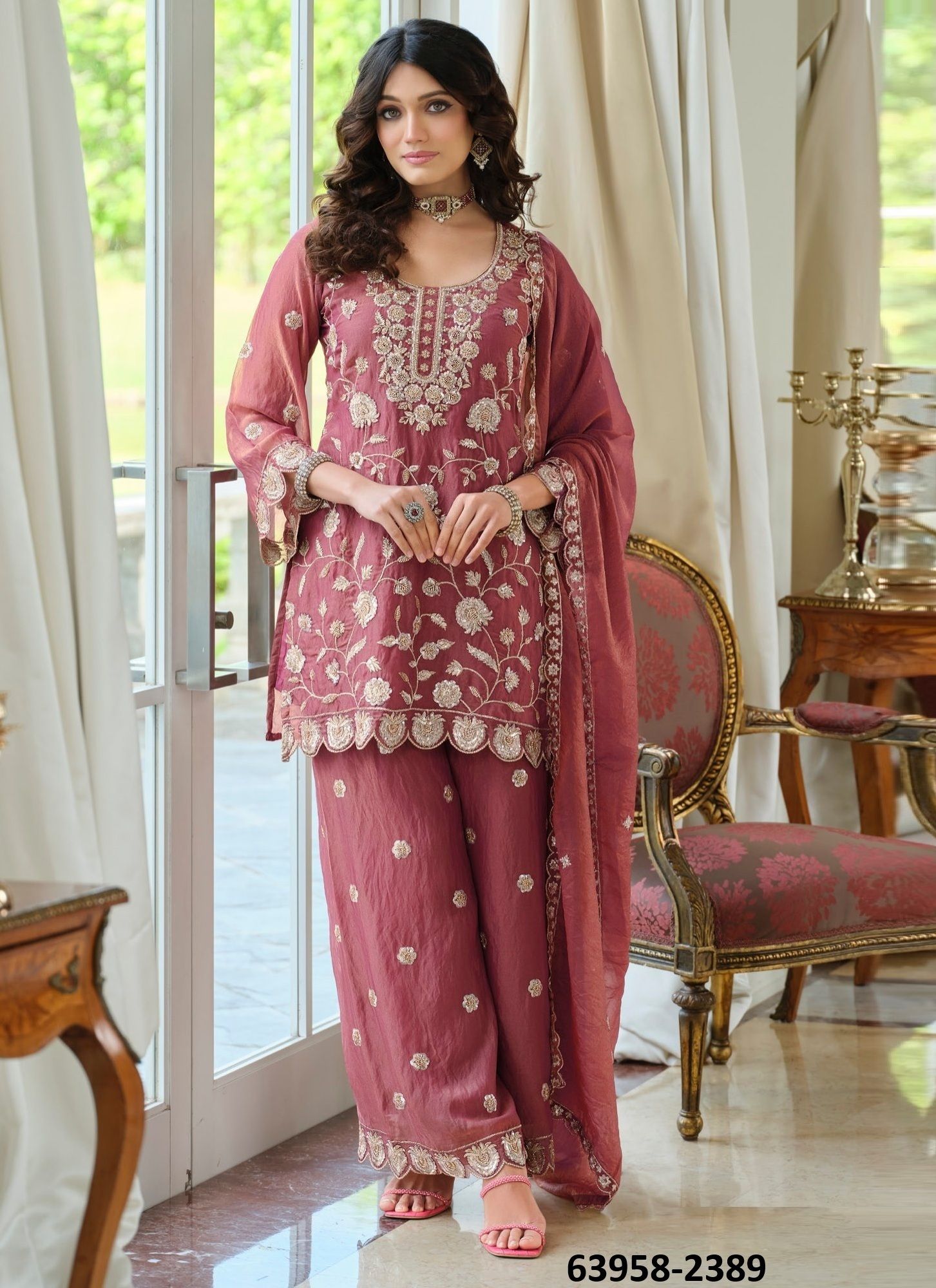 MEHAROON - Catalog # 63958 (Set of 3 Readymade Salwar Suits) by Eba Lifestyle