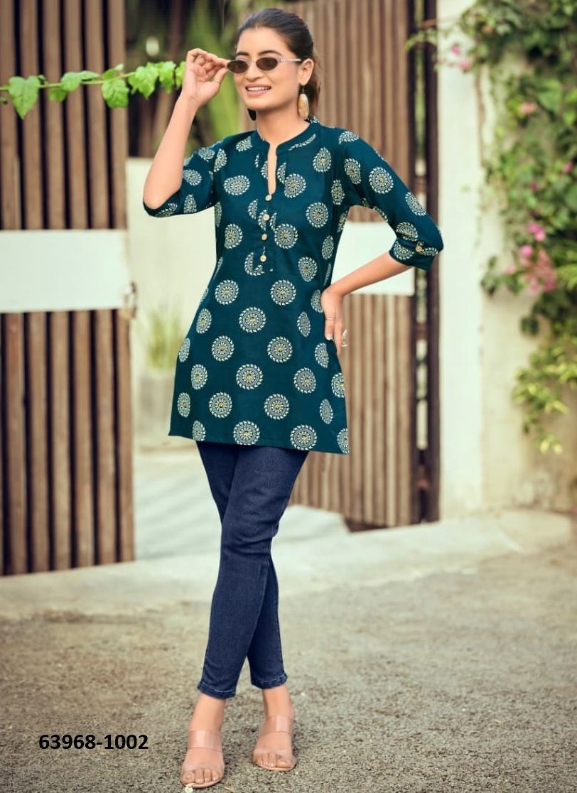 COTTON SHORTIES 9 - Catalog # 63968 (Set of 8 Readymade Women's Kurtis / Tops) by Tips & Tops COTTON SHORTIES 9 - Catalog # 63968 (Set of 8 Readymade Women's Kurtis / Tops) by Tips & Tops