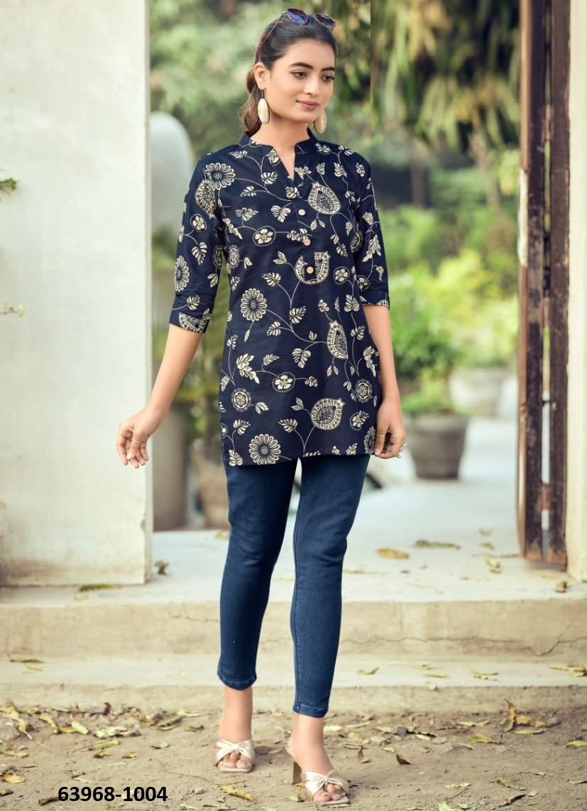 COTTON SHORTIES 9 - Catalog # 63968 (Set of 8 Readymade Women's Kurtis / Tops) by Tips & Tops COTTON SHORTIES 9 - Catalog # 63968 (Set of 8 Readymade Women's Kurtis / Tops) by Tips & Tops