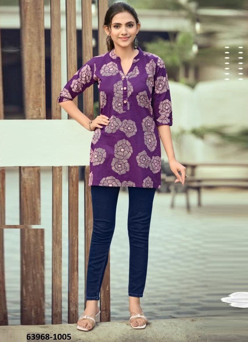 COTTON SHORTIES 9 - Catalog # 63968 (Set of 8 Readymade Women's Kurtis / Tops) by Tips & Tops COTTON SHORTIES 9 - Catalog # 63968 (Set of 8 Readymade Women's Kurtis / Tops) by Tips & Tops