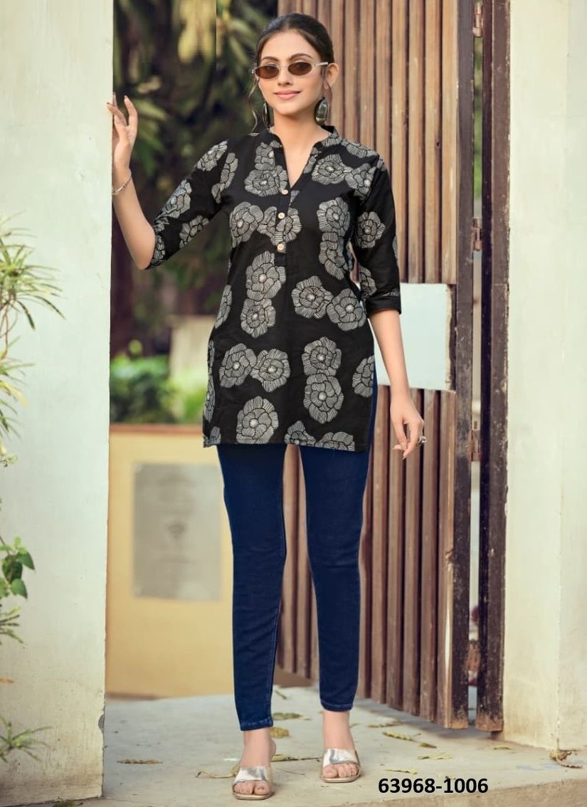 COTTON SHORTIES 9 - Catalog # 63968 (Set of 8 Readymade Women's Kurtis / Tops) by Tips & Tops COTTON SHORTIES 9 - Catalog # 63968 (Set of 8 Readymade Women's Kurtis / Tops) by Tips & Tops