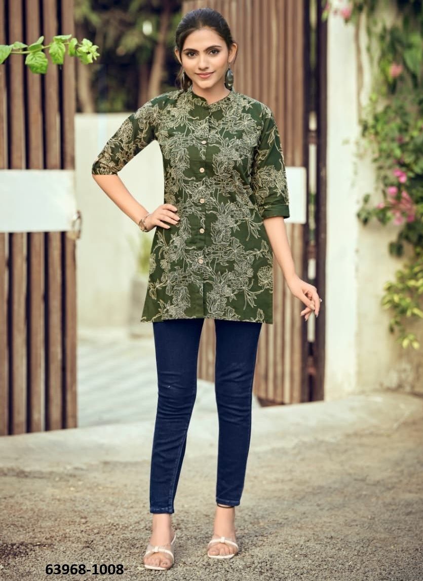 COTTON SHORTIES 9 - Catalog # 63968 (Set of 8 Readymade Women's Kurtis / Tops) by Tips & Tops COTTON SHORTIES 9 - Catalog # 63968 (Set of 8 Readymade Women's Kurtis / Tops) by Tips & Tops