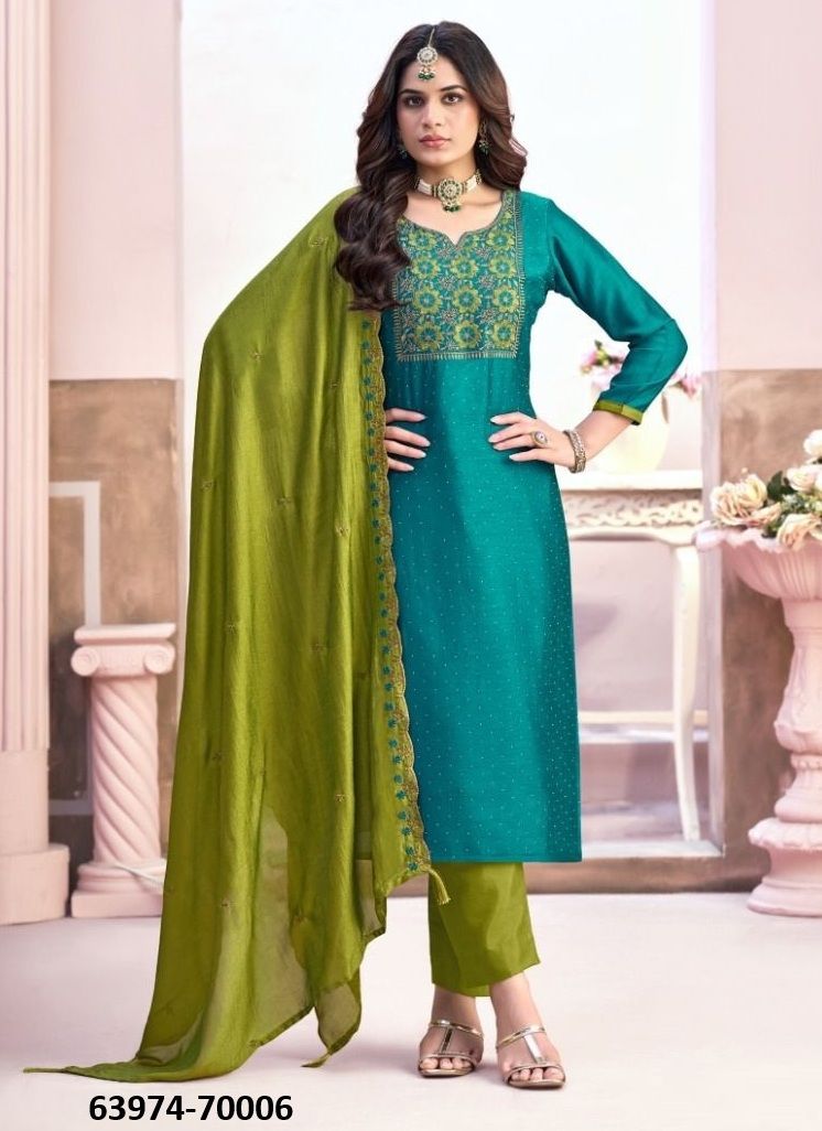 NAAIRA 6 - Catalog # 63974 (Set of 12 Readymade Salwar Suits) by Amdavadi Fashion