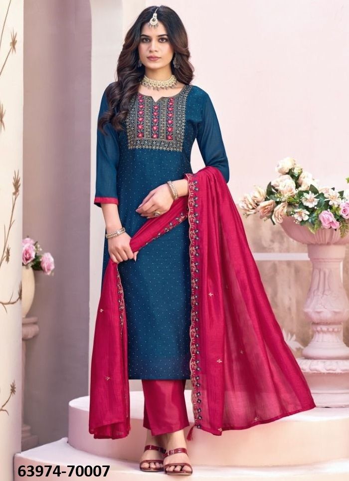 NAAIRA 6 - Catalog # 63974 (Set of 12 Readymade Salwar Suits) by Amdavadi Fashion