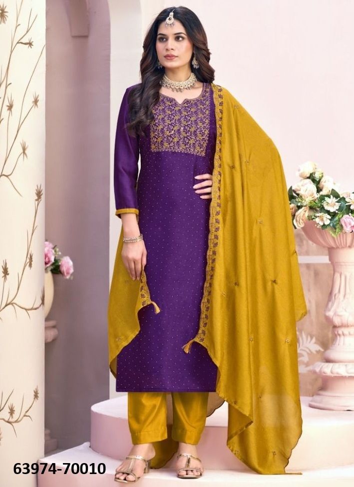 NAAIRA 6 - Catalog # 63974 (Set of 12 Readymade Salwar Suits) by Amdavadi Fashion