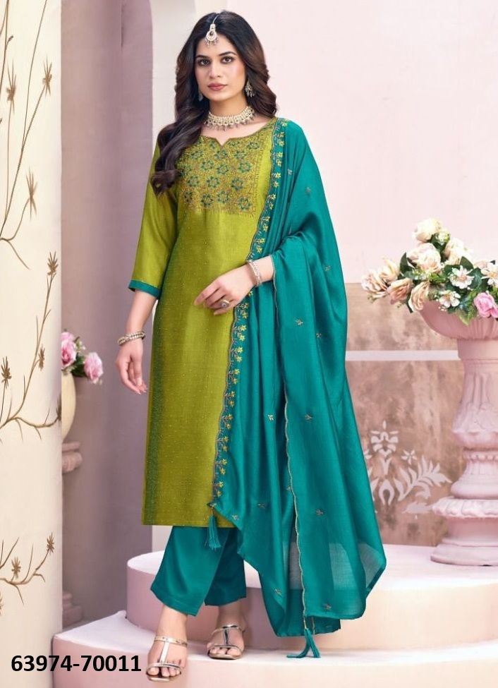 NAAIRA 6 - Catalog # 63974 (Set of 12 Readymade Salwar Suits) by Amdavadi Fashion