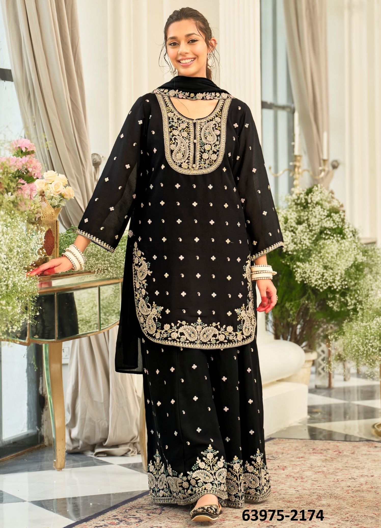 SAAJ - BLACK & WHITE - Catalog # 63975 (Set of 2 Readymade Salwar Suits) by Eba Lifestyle SAAJ - BLACK & WHITE - Catalog # 63975 (Set of 2 Readymade Salwar Suits) by Eba Lifestyle