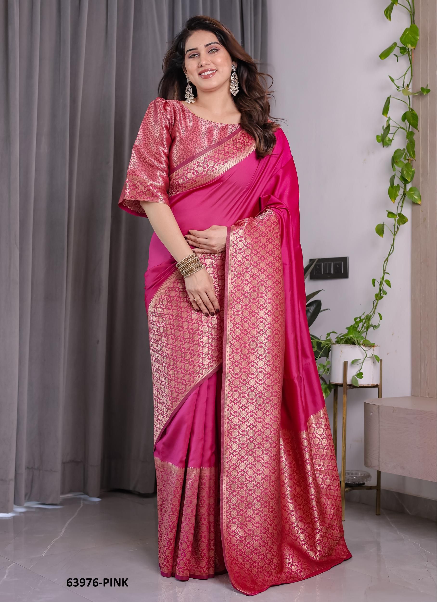 BANARASI JACQUARD 6 - Catalog # 63976 (Set of 6 Sarees) by Semad Styles