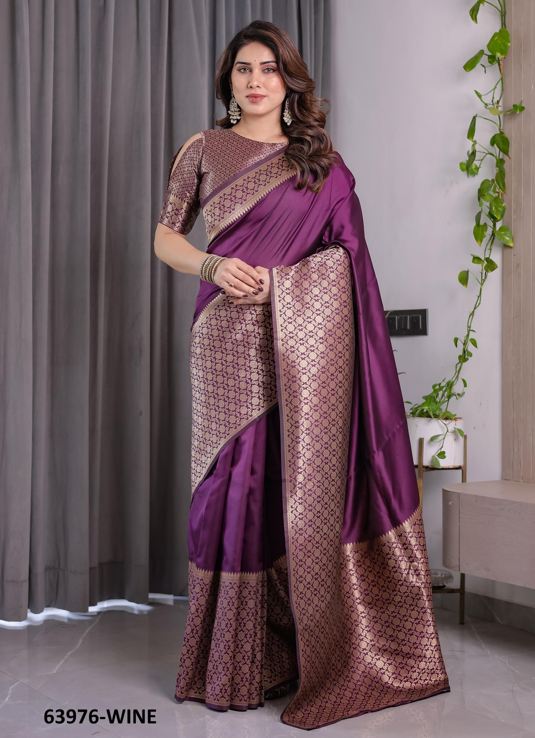 BANARASI JACQUARD 6 - Catalog # 63976 (Set of 6 Sarees) by Semad Styles
