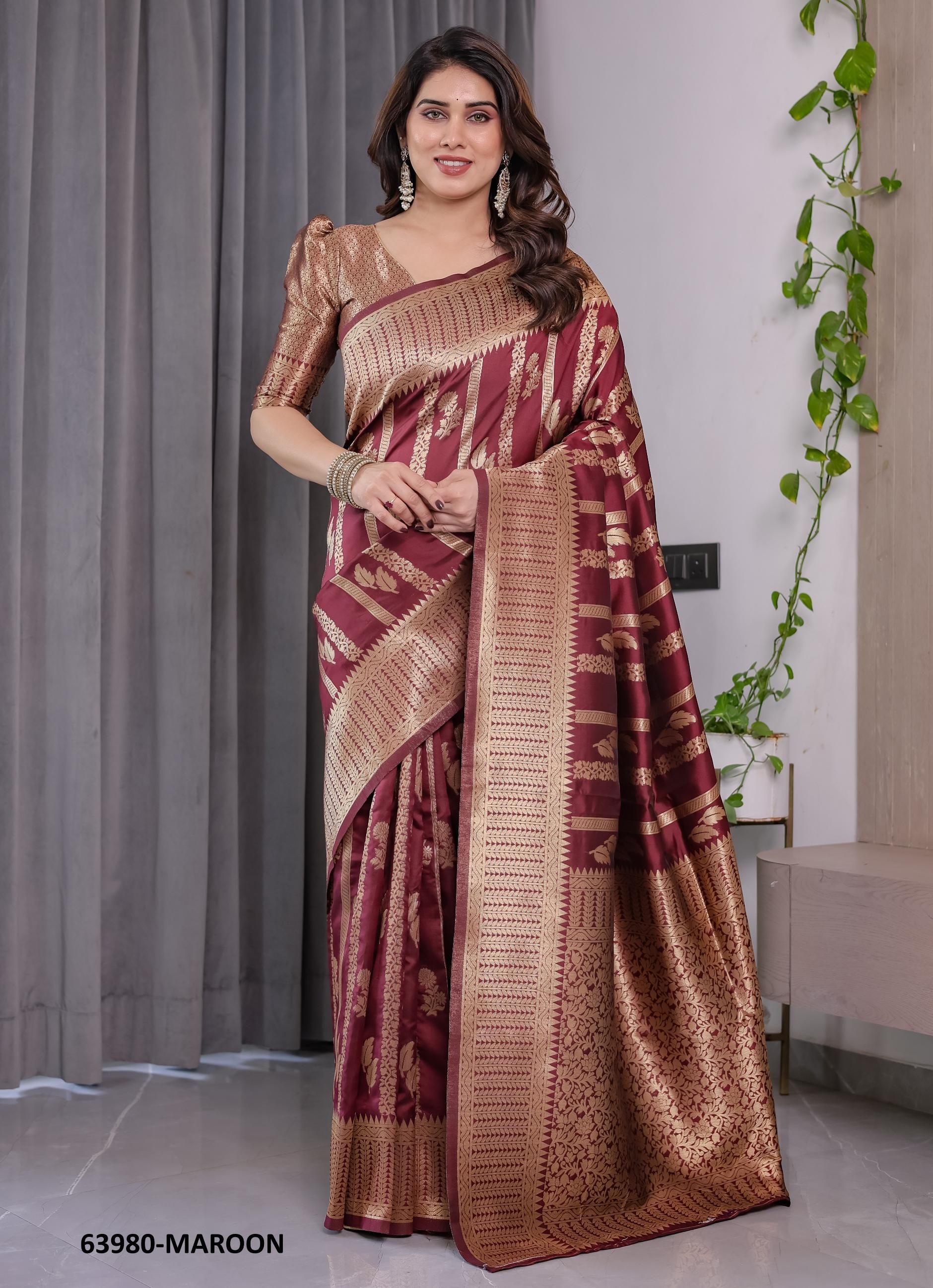 BANARASI JACQUARD 7 - Catalog # 63980 (Set of 6 Sarees) by Semad Styles