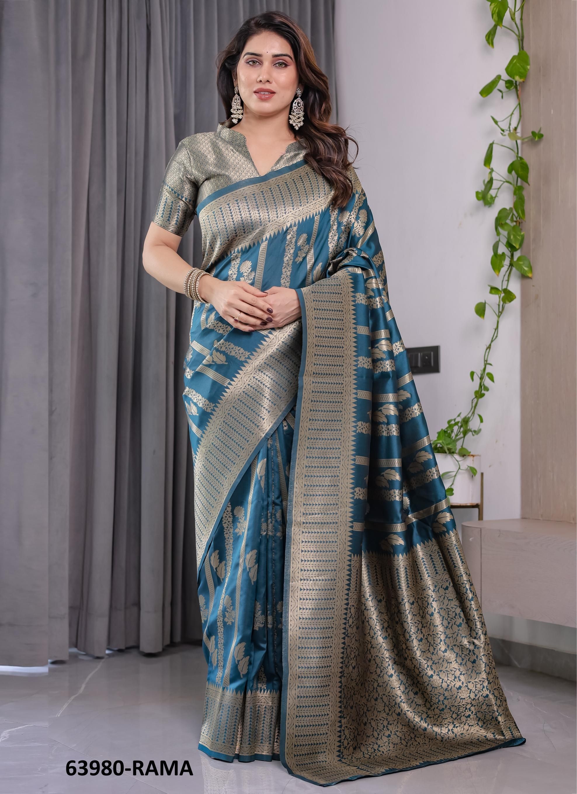BANARASI JACQUARD 7 - Catalog # 63980 (Set of 6 Sarees) by Semad Styles