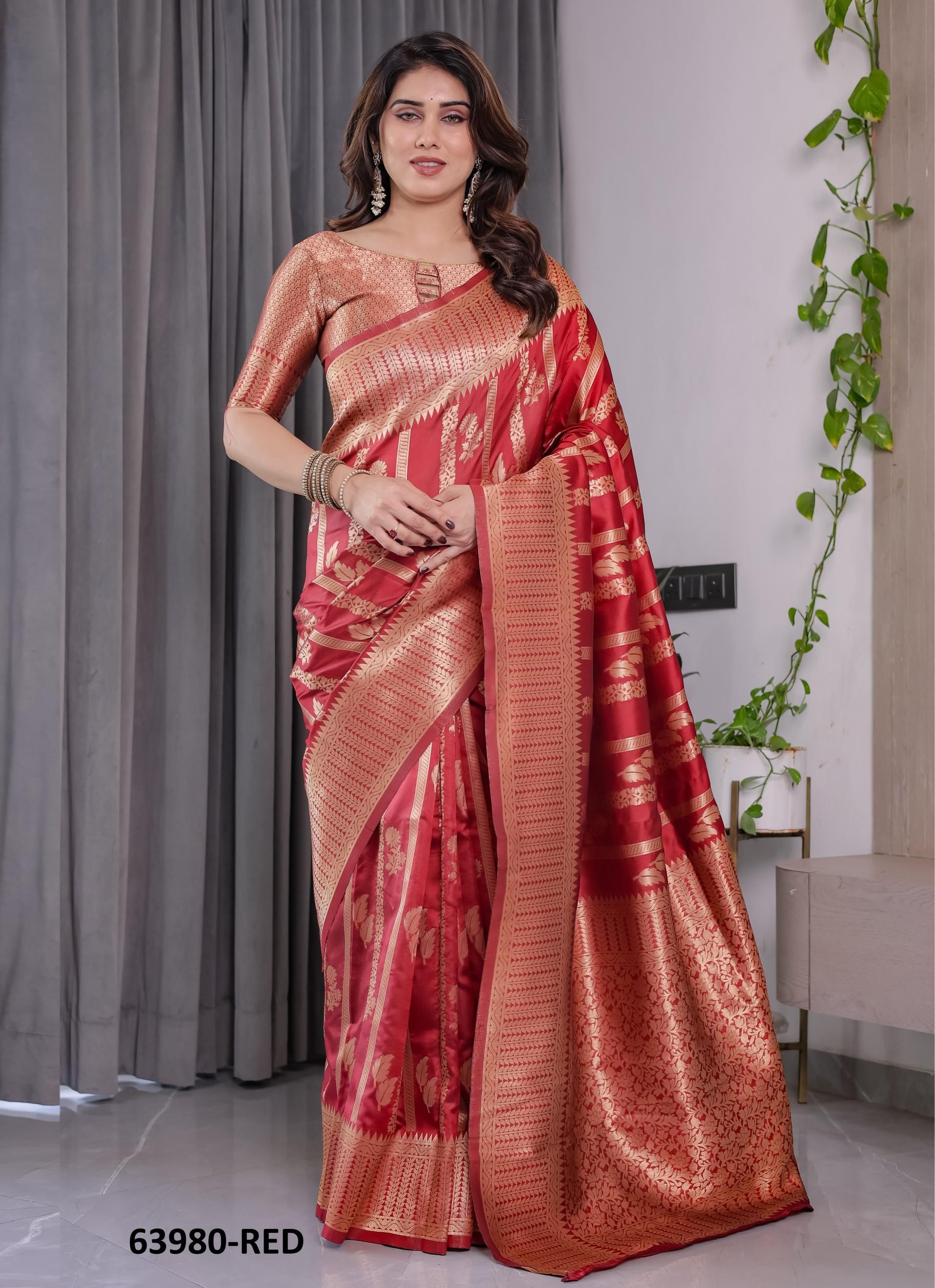 BANARASI JACQUARD 7 - Catalog # 63980 (Set of 6 Sarees) by Semad Styles