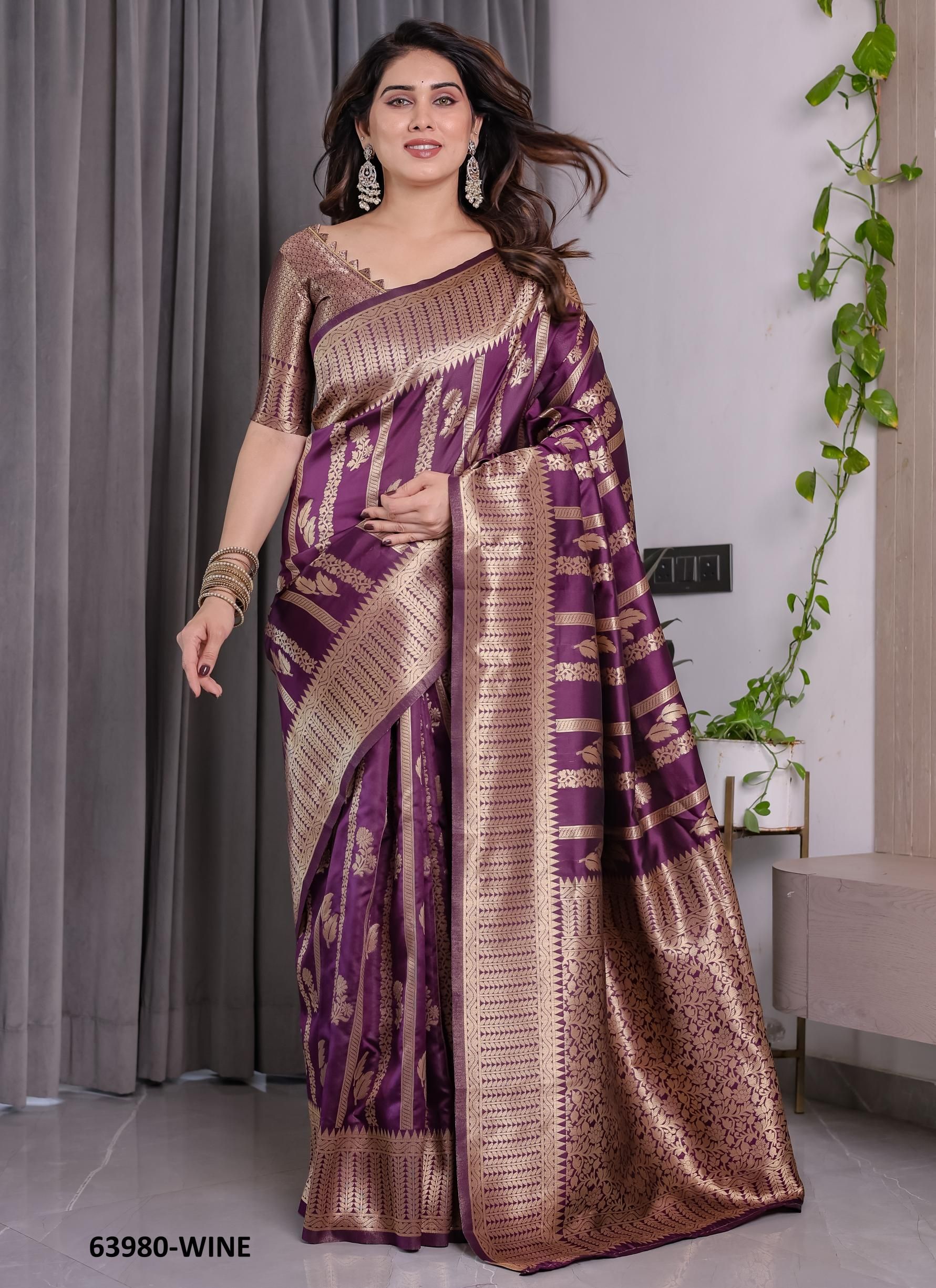 BANARASI JACQUARD 7 - Catalog # 63980 (Set of 6 Sarees) by Semad Styles