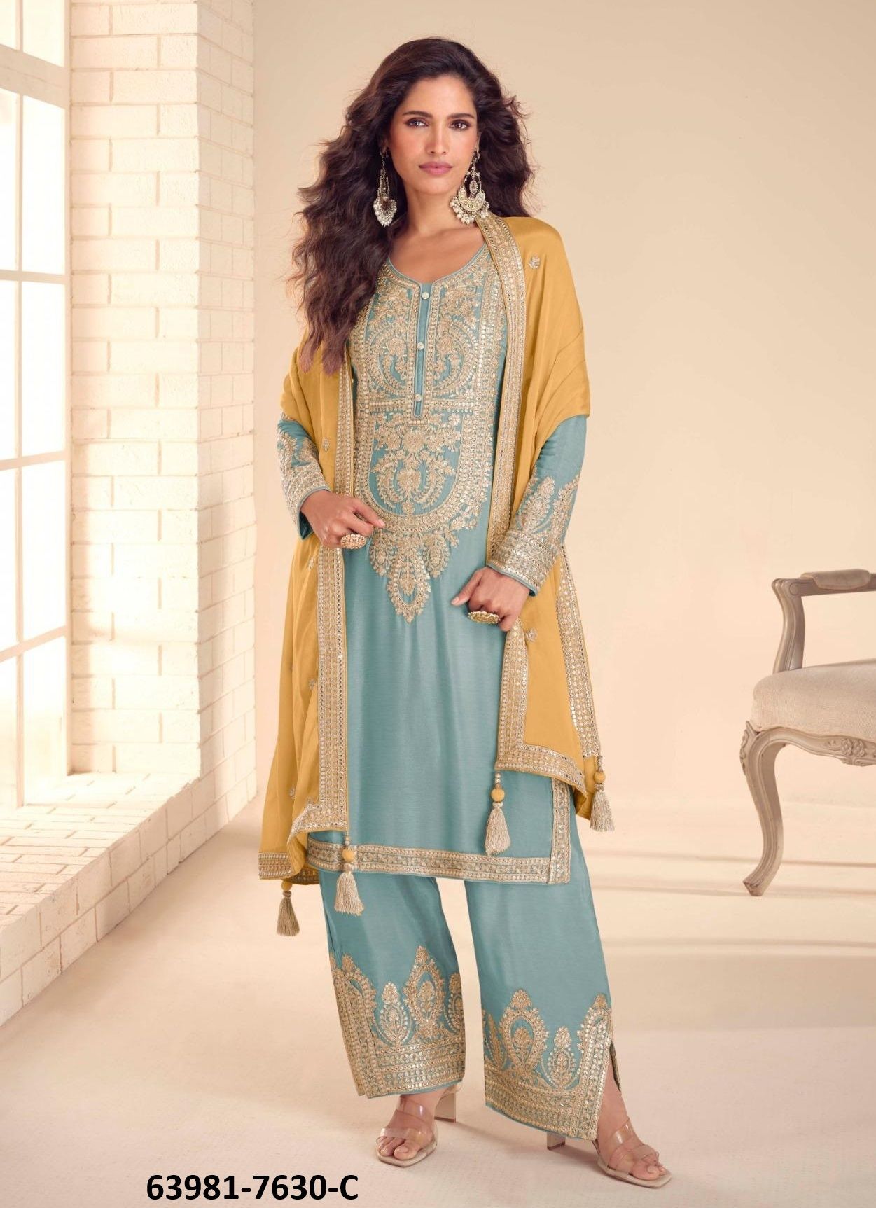 SADIKA - Catalog # 63981 (Set of 3 Readymade Salwar Suits) by Gulkayra Designer