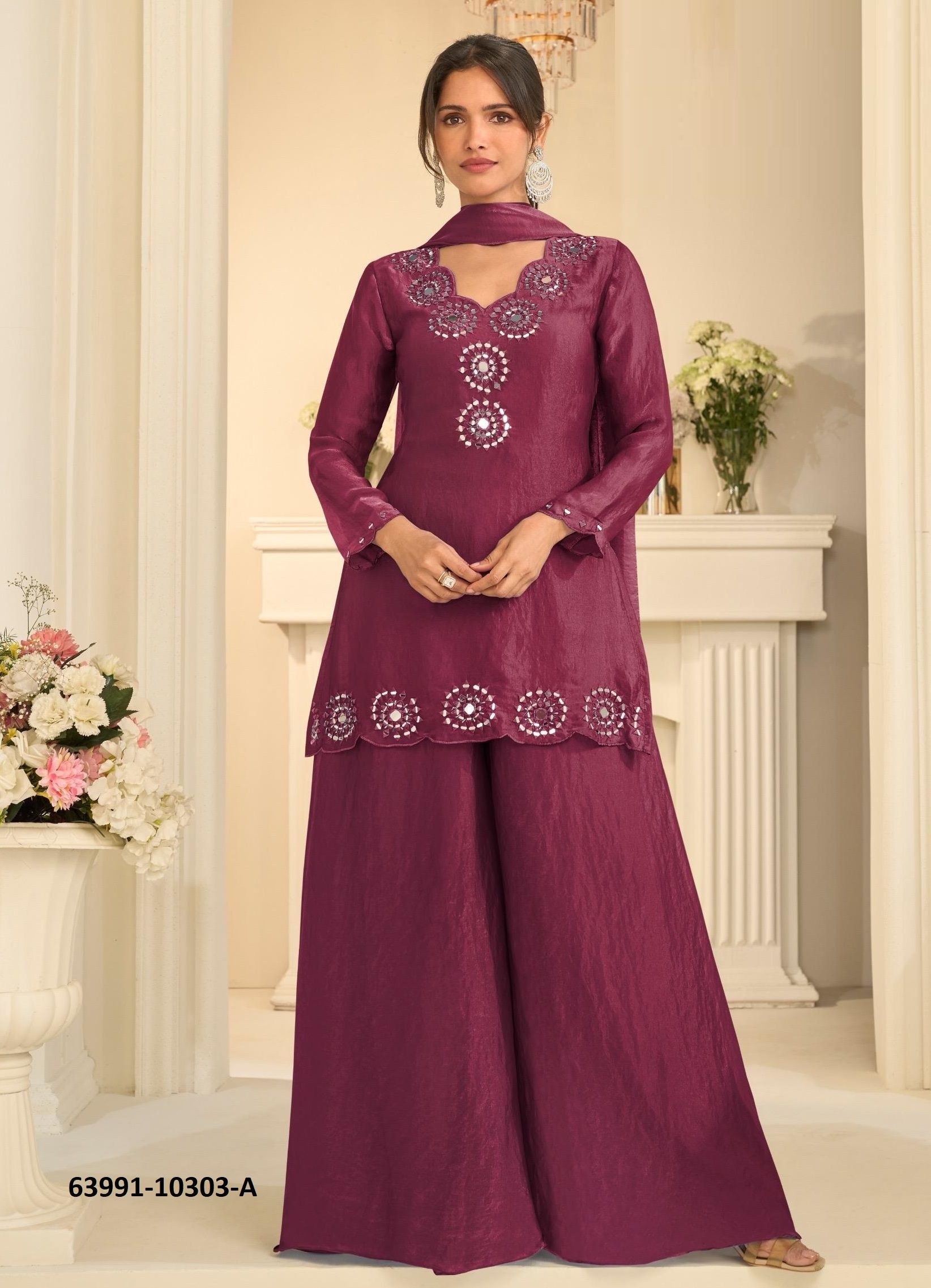 MIRROR COLLECTION 10303 - Catalog # 63991 (Set of 3 Readymade Salwar Suits) by Sayuri Designer