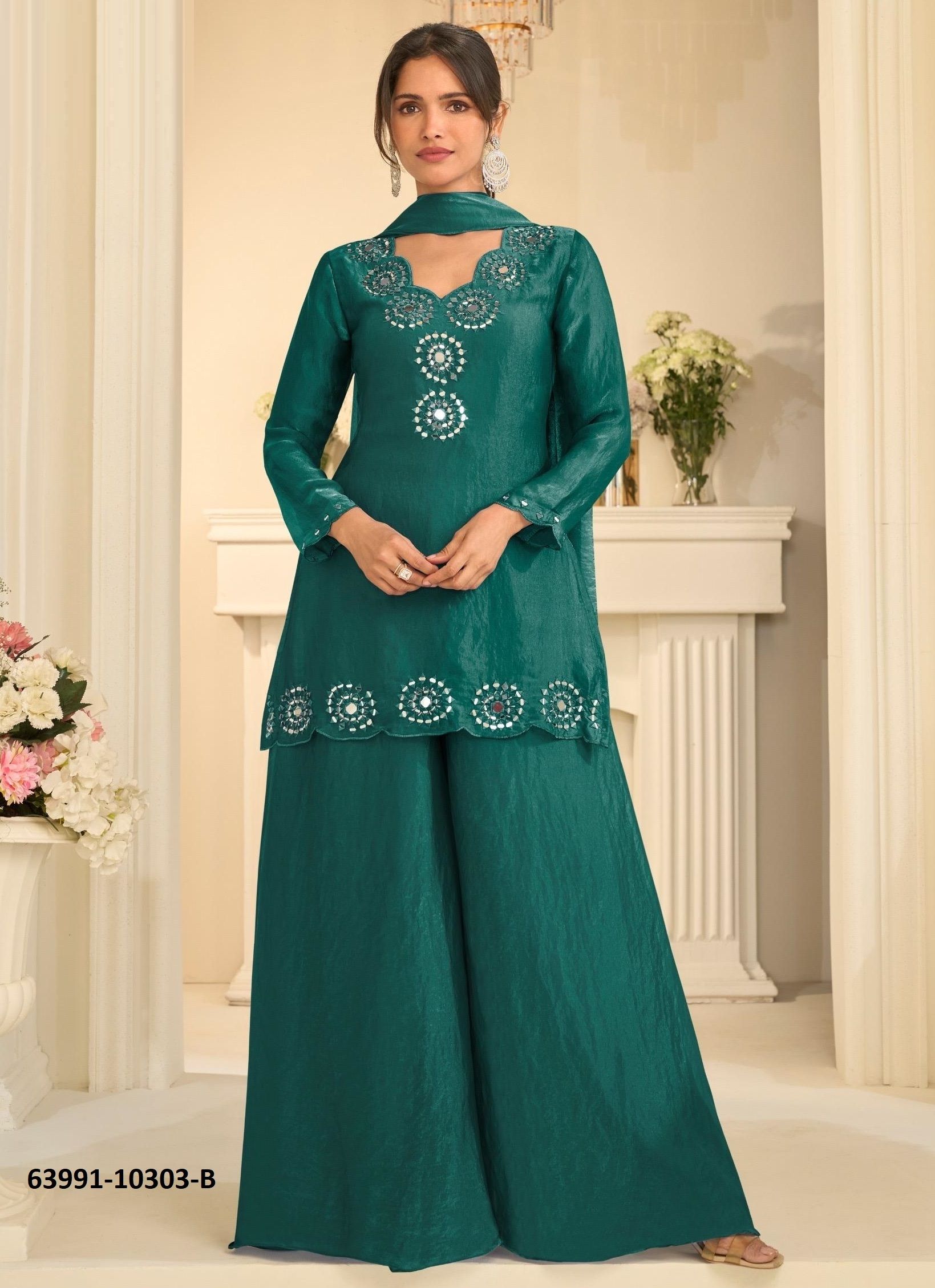 MIRROR COLLECTION 10303 - Catalog # 63991 (Set of 3 Readymade Salwar Suits) by Sayuri Designer
