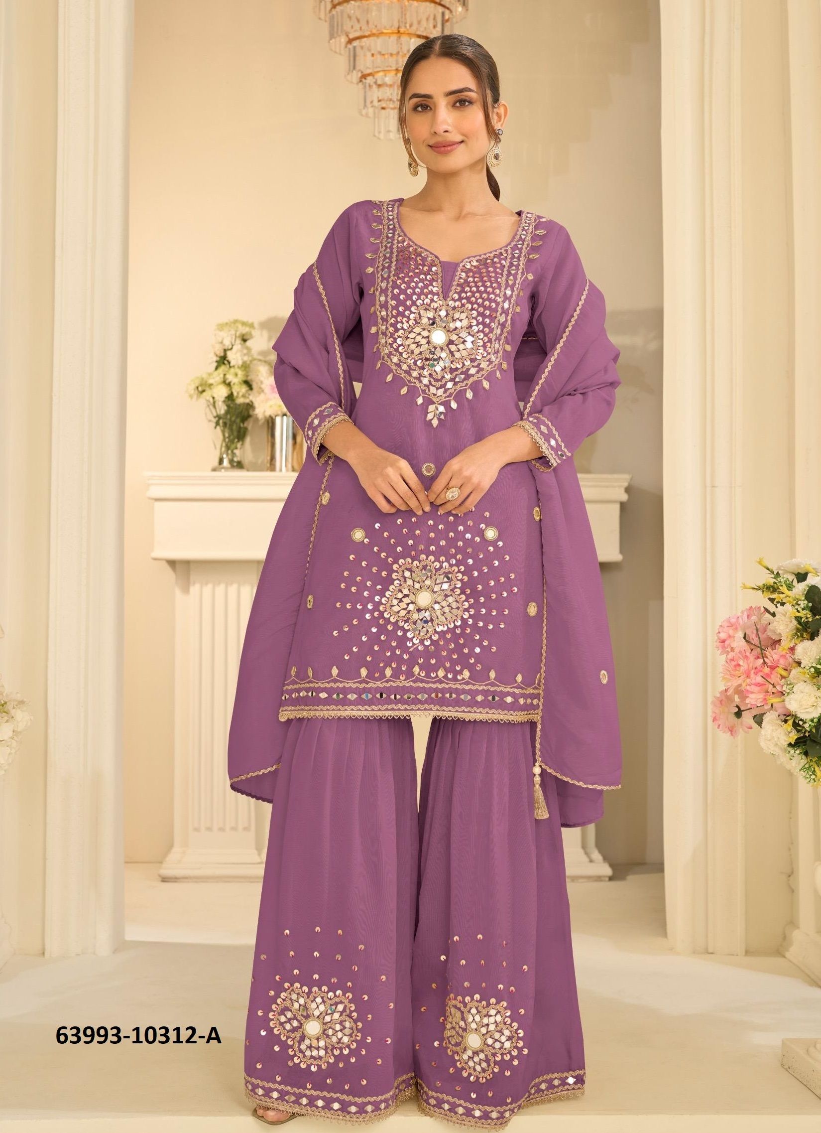 MIRROR COLLECTION 10312 - Catalog # 63993 (Set of 3 Readymade Salwar Suits) by Sayuri Designer