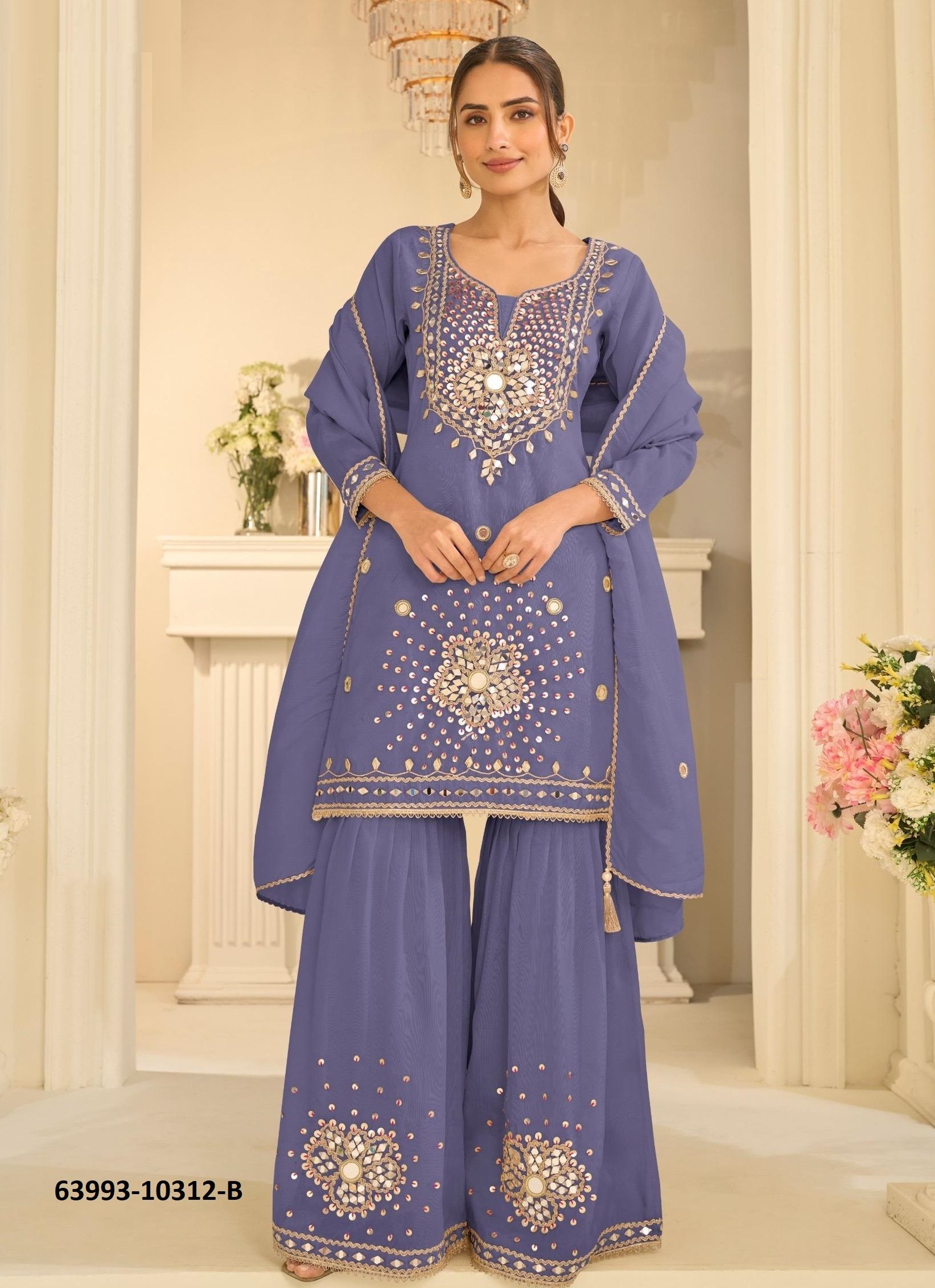 MIRROR COLLECTION 10312 - Catalog # 63993 (Set of 3 Readymade Salwar Suits) by Sayuri Designer