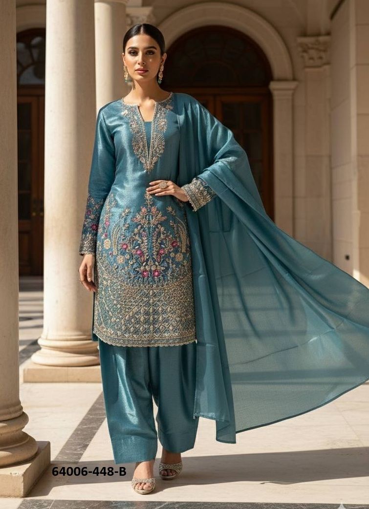SERIES 448 - Catalog # 64006 (Set of 2 Readymade Salwar Suits) by Serengeti