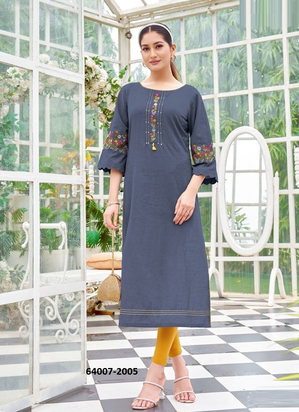 ZAREENA - Catalog # 64007 (Set of 6 Readymade Women's Kurtis / Tops) by Mittoo