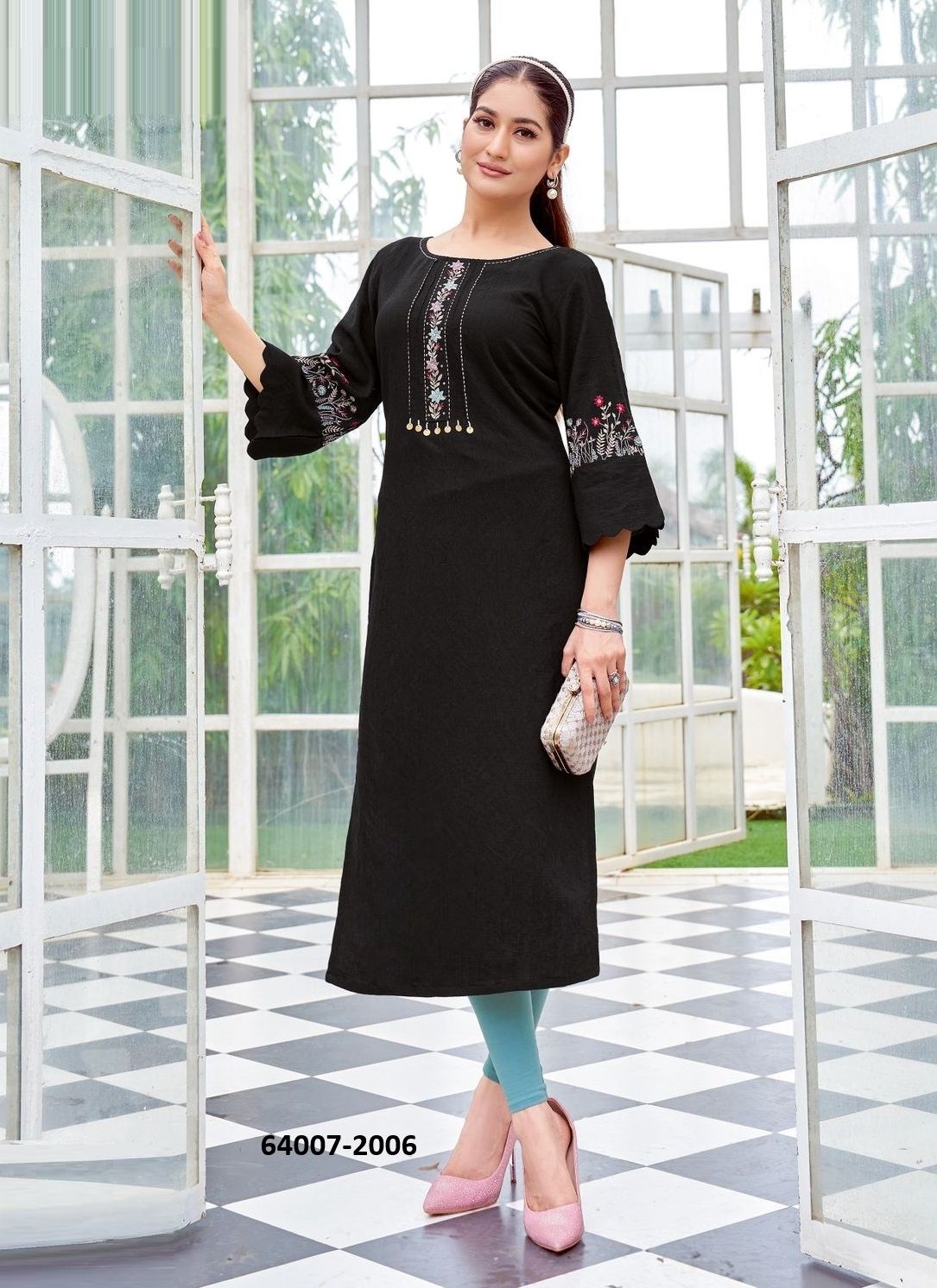 ZAREENA - Catalog # 64007 (Set of 6 Readymade Women's Kurtis / Tops) by Mittoo