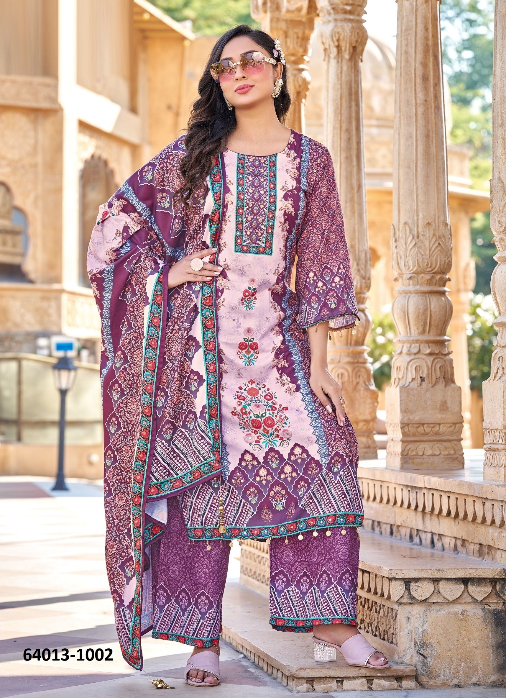 JHALAK - Catalog # 64013 (Set of 4 Readymade Salwar Suits) by Desi Muse