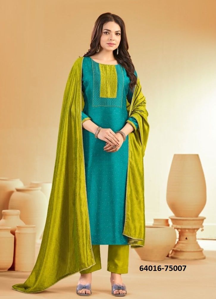 SWARNPANKH - Catalog # 64016 (Set of 12 Readymade Salwar Suits) by Amdavadi Fashion