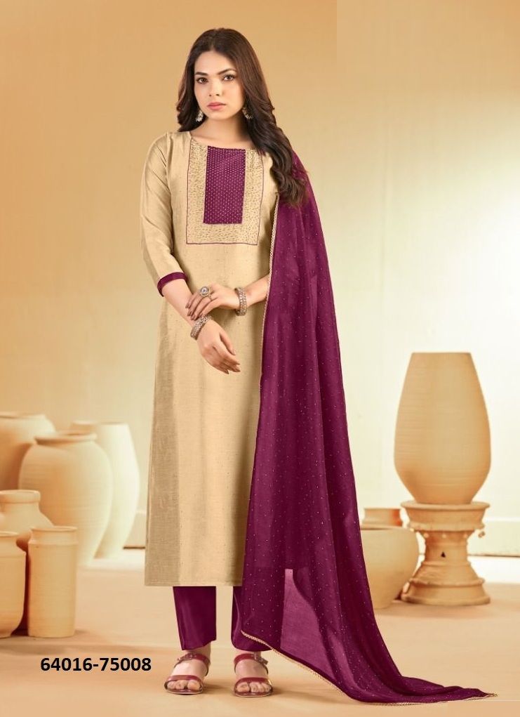 SWARNPANKH - Catalog # 64016 (Set of 12 Readymade Salwar Suits) by Amdavadi Fashion