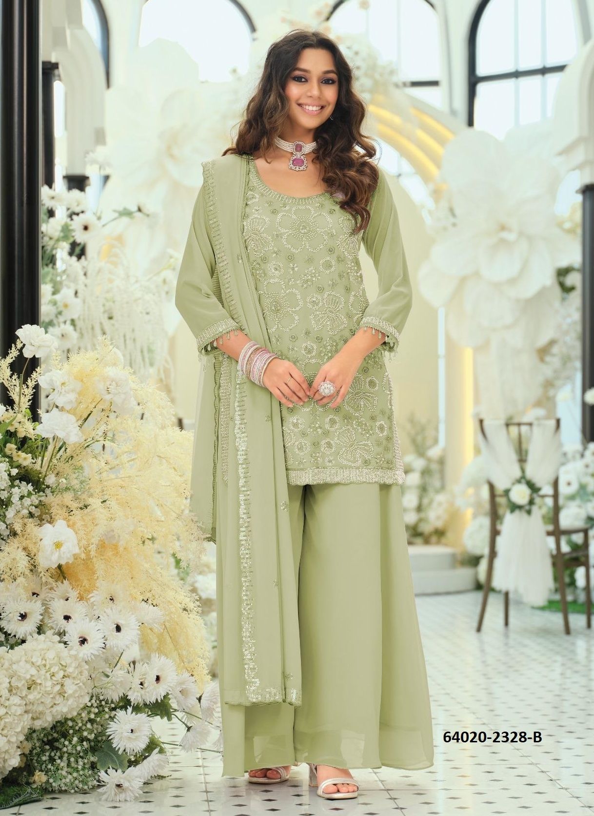 ROSY COLORS - Catalog # 64020 (Set of 3 Readymade Salwar Suits) by Eba Lifestyle