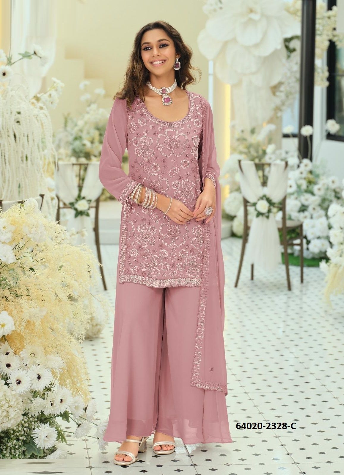 ROSY COLORS - Catalog # 64020 (Set of 3 Readymade Salwar Suits) by Eba Lifestyle