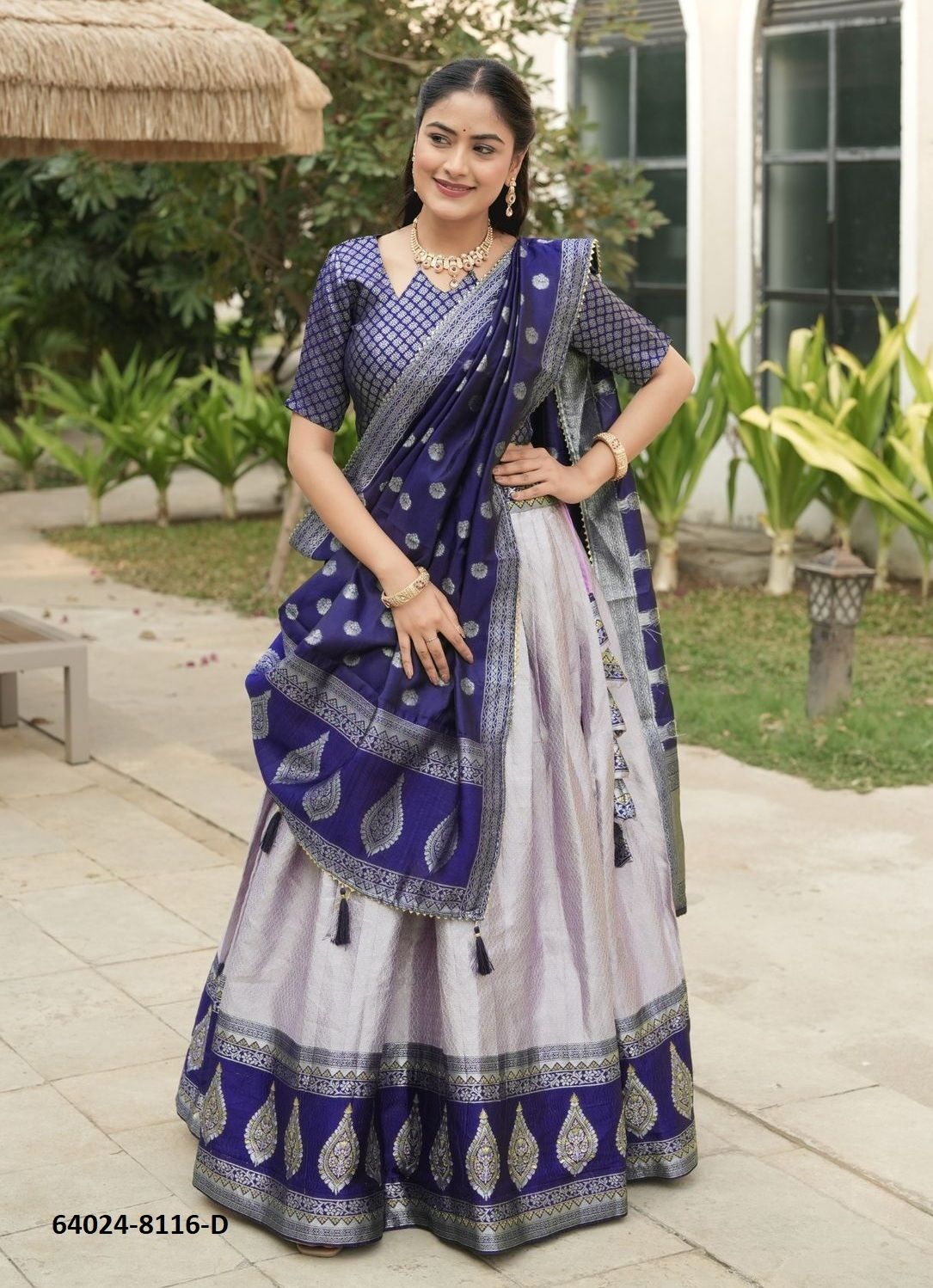 SERIES 8116 - Catalog # 64024 (Set of 4 Semi-Stitched Lehengas) by Raw Lemon