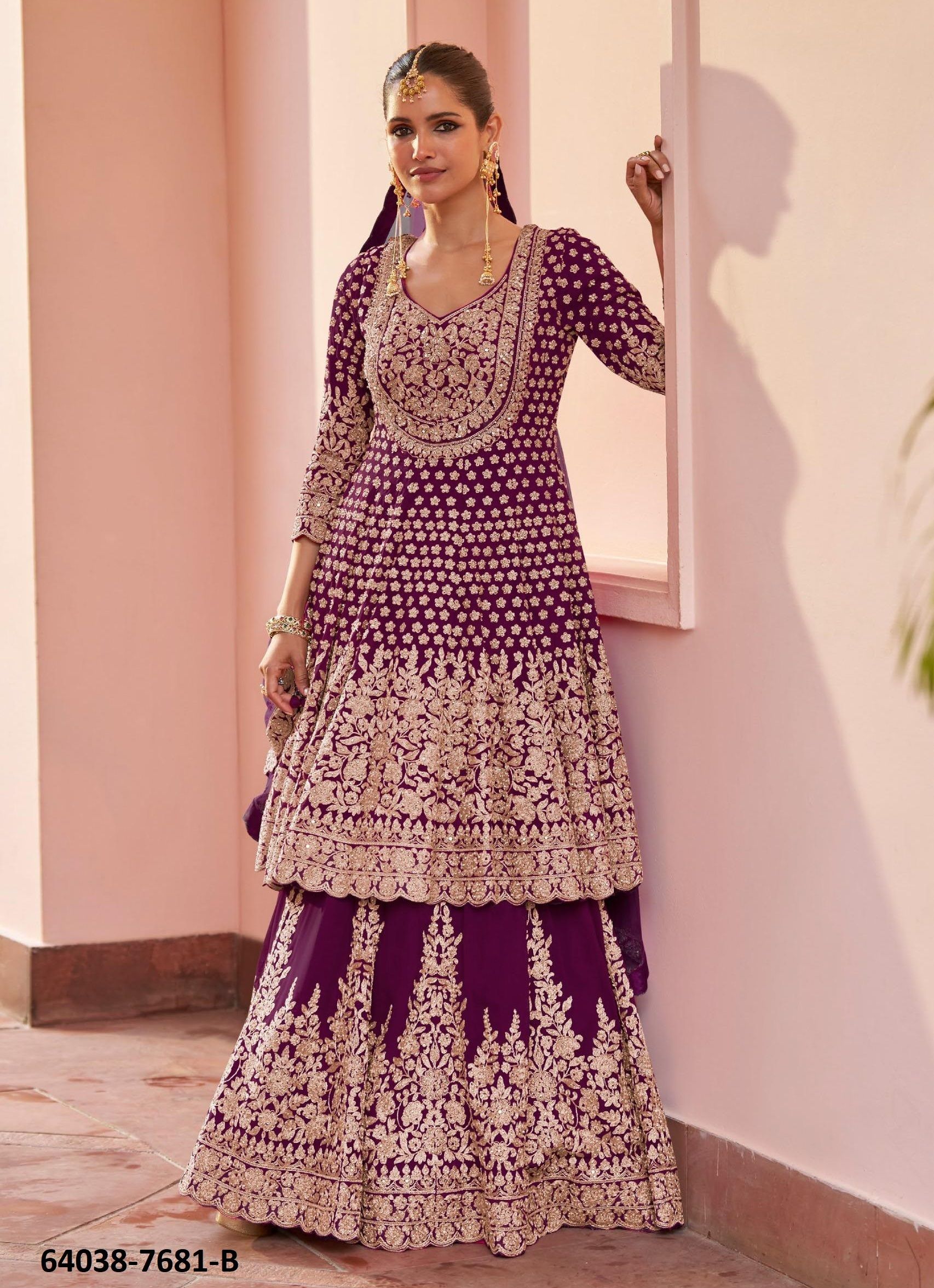 ALIKA - Catalog # 64038 (Set of 4 Readymade Lehengas) by Gulkayra Designer