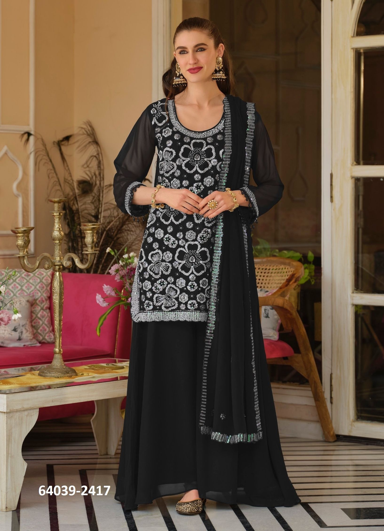 ROSY - BLACK & WHITE - Catalog # 64039 (Set of 2 Readymade Salwar Suits) by Eba Lifestyle ROSY - BLACK & WHITE - Catalog # 64039 (Set of 2 Readymade Salwar Suits) by Eba Lifestyle