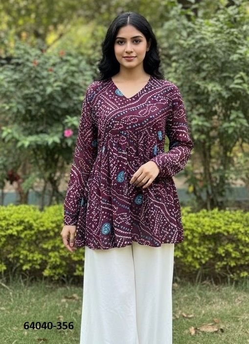 BANDHEJ TOPS - Catalog # 64040 (Set of 6 Readymade Women's Kurtis / Tops) by Desi Muse BANDHEJ TOPS - Catalog # 64040 (Set of 6 Readymade Women's Kurtis / Tops) by Desi Muse